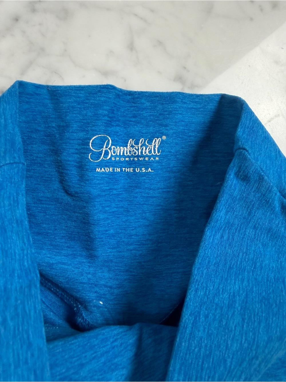 Bombshell Sportswear Teal-Blue High Waist Athletic Shorts - Picture 2 of 3